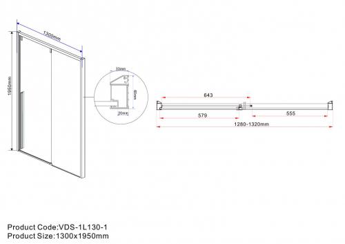 Душевая дверь Vincea Lugano VDS-1L130CL-1, 1300, хром, стекло прозрачное